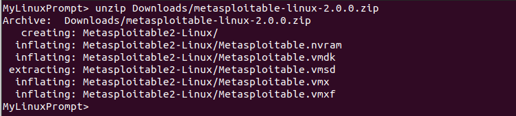 Extract contents of Metasploitable ZIP file