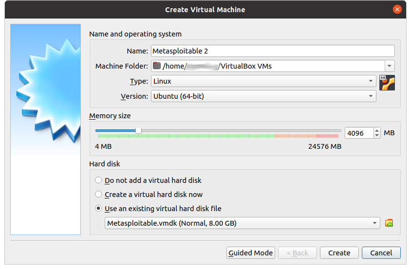 Create Virtual Machine for Metasploitable within VirtualBox