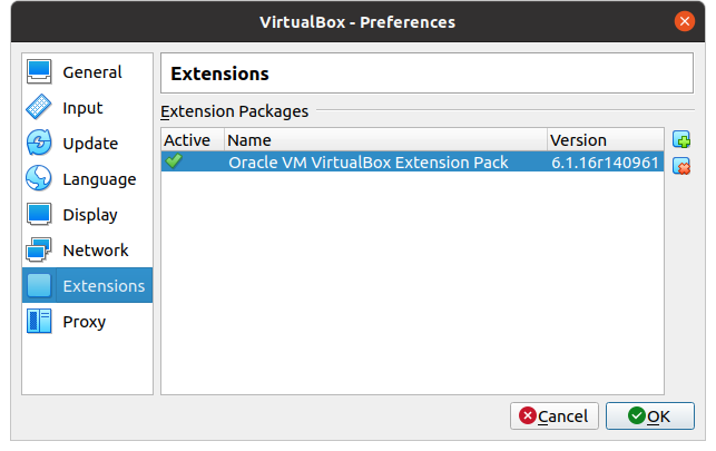 Oracle VM VirtualBox Extension Pack