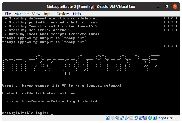 VirtualBox running a Metasploitable VM